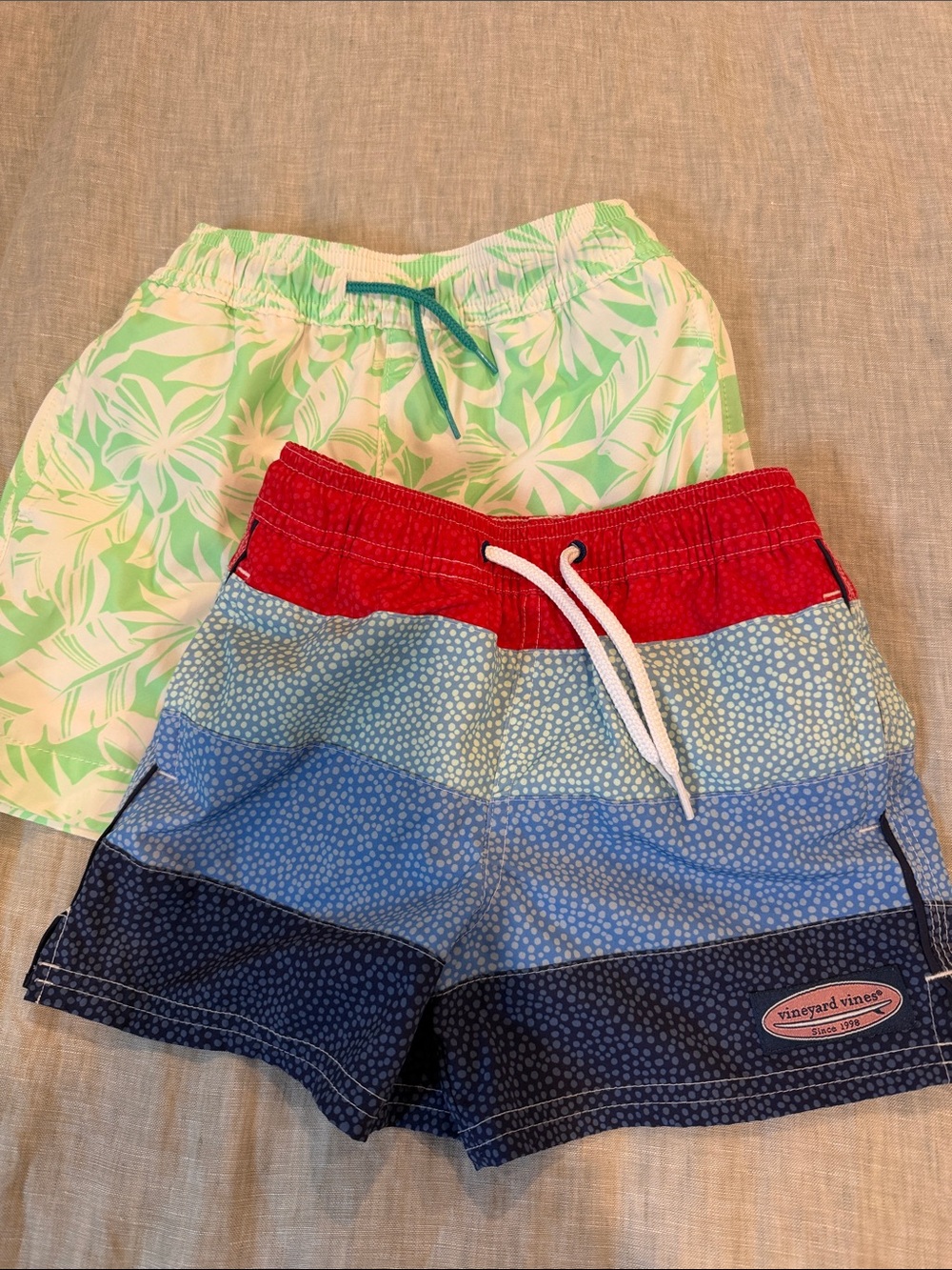 Vineyard Vines Boys' Swim Shorts Duo - Red, Blue & Green Floral
